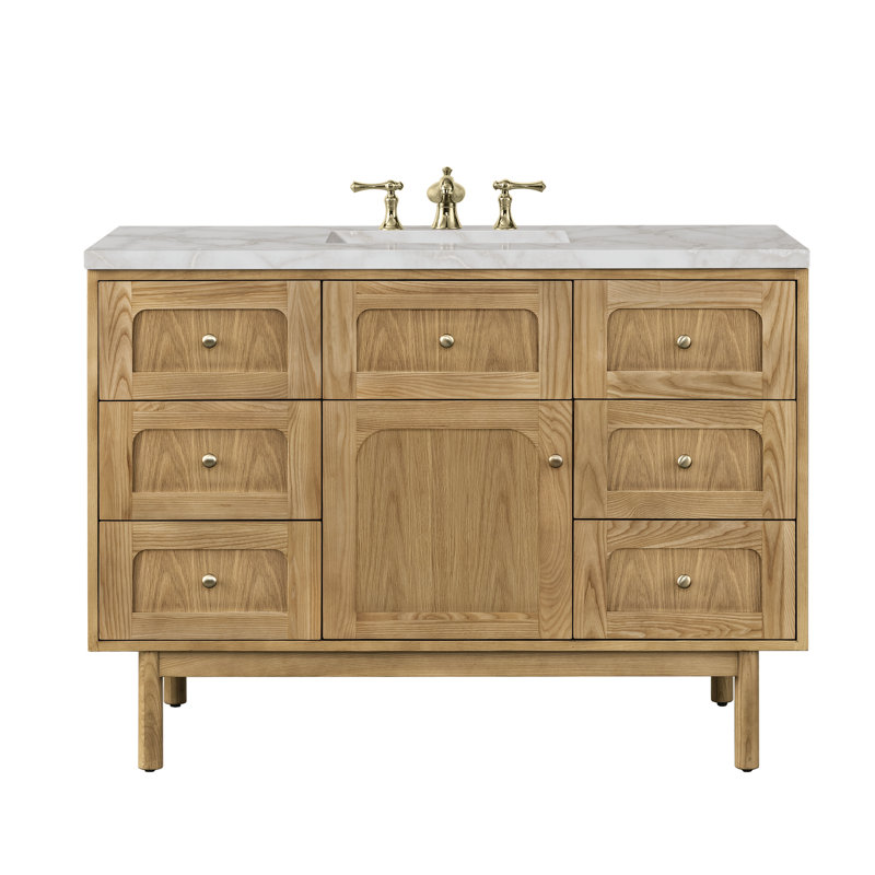 Laurent 48'' W Single Vanity, Parisien Bleu, 8" Widespread, Honey Brown