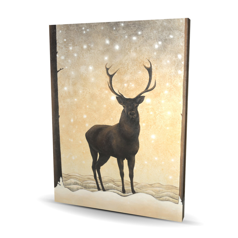 Chevreuil en hiver - Toile brune pour décoration intérieure