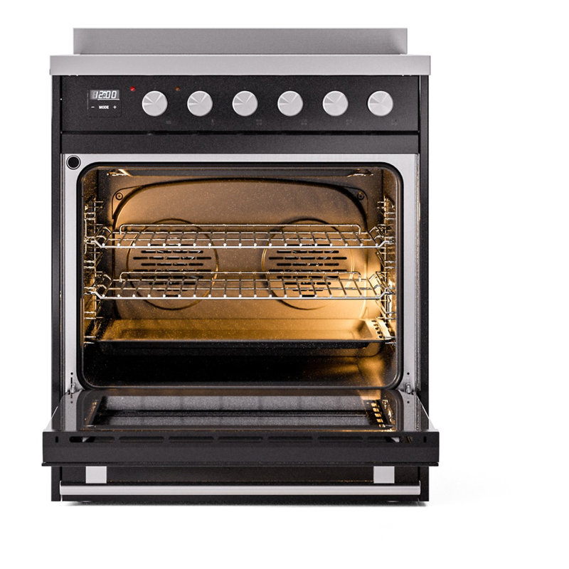 ILVE Professional Plus II 30 in Induction Range, Glossy Black/Stainless Steel