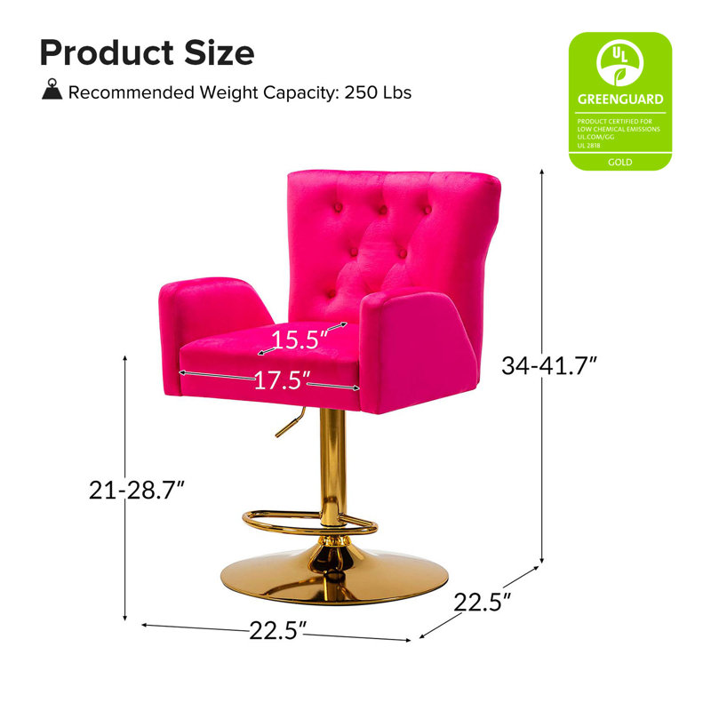 Tabouret de bar rotatif Theo, Fuchsia