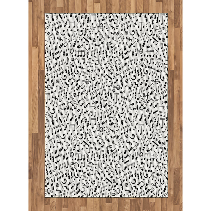 Black and White High Density Long Fiber Poly Threads Decorative Area Rug Carpet, Rectangle 4' x 5'8"