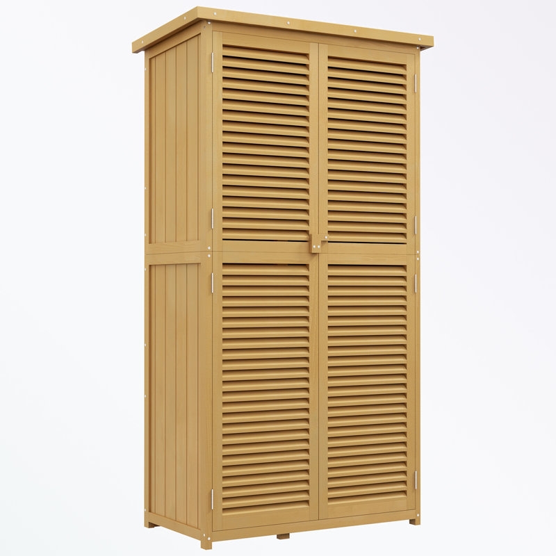 Armoire de rangement extérieure avec tablette, 2 grandes portes en bois avec serrure