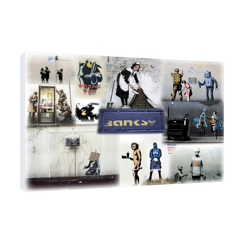 Slight Color Collage by Banksy - Wrapped Canvas Print, 30 cm H x 46 cm W x 4 cm D