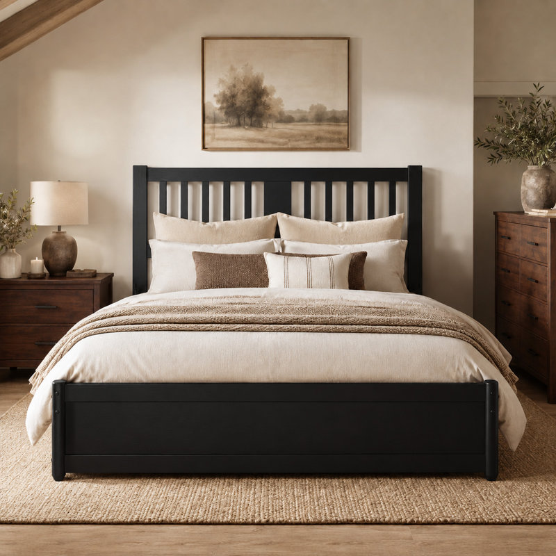 Lit plateforme avec lit gigogne Graham, Black, Queen