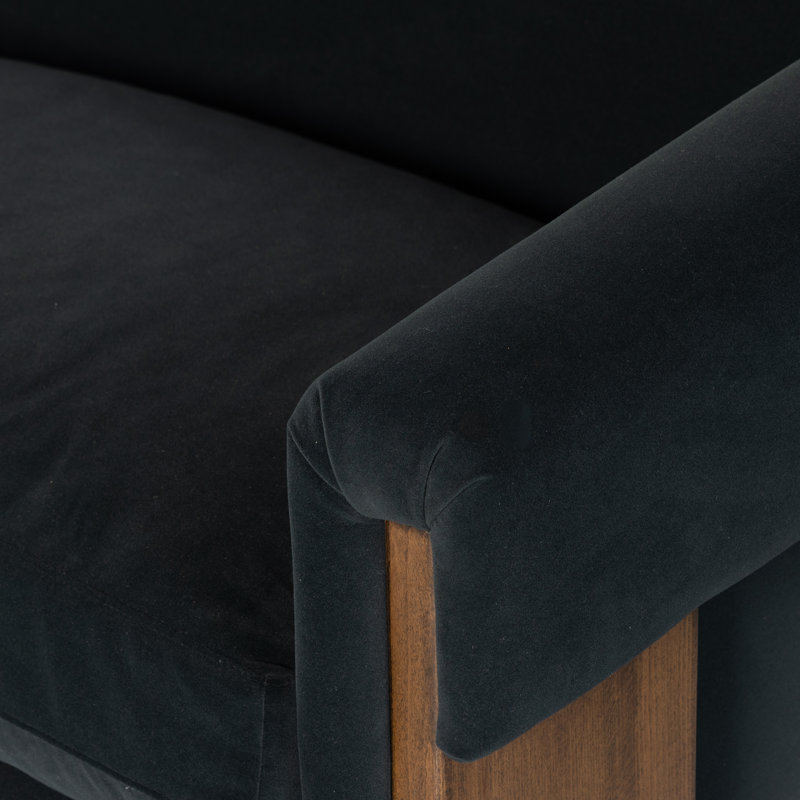 Cairo 90.5" Upholstered Sofa, Modern Velvet Smoke Polyester Blend