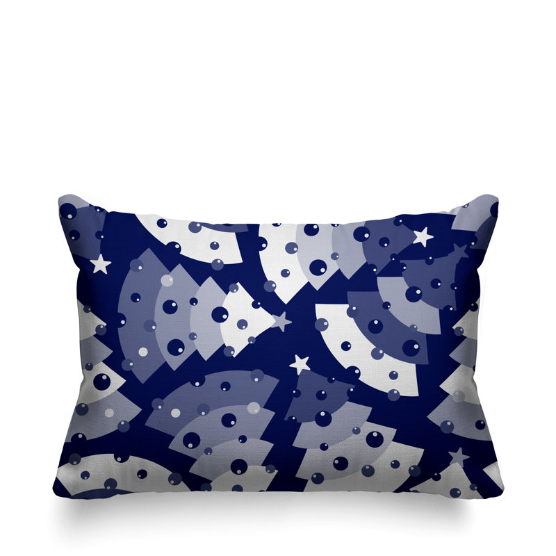 Coussin décoratif intérieur / extérieur Christmas Tree, Bleu marine, 14 po x 20 po, Rectangulaire