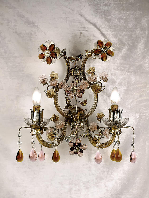 2 - Light Candle Wall Light, Clear Bohemian