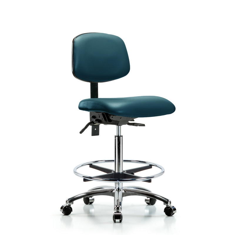 Lakayden Vinyl Task Chair, Casters, Marine Blue, No