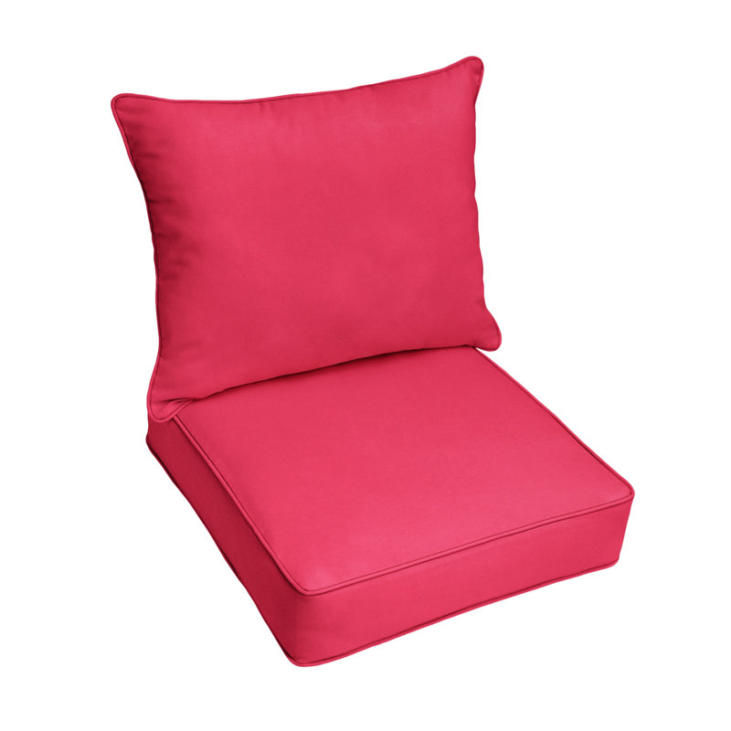 Sunbrella Outdoor  Corded Deep Seating Pillow and Cushion Set, Sunbrella - Canvas Hot Pink, 29" W x 27" D