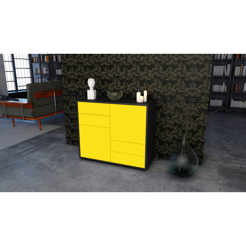 Raycliff 92cm Sideboard, Charcoal/Yellow