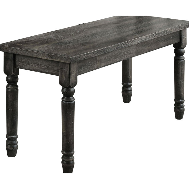 Banc en bois de 40 po de style rustique gris, finition patinée, pieds tournés en bois d'hévéa massif, hauteur de 18 po, profondeur de 14 po, pour banc de salle à manger, grand, large, 22 lb