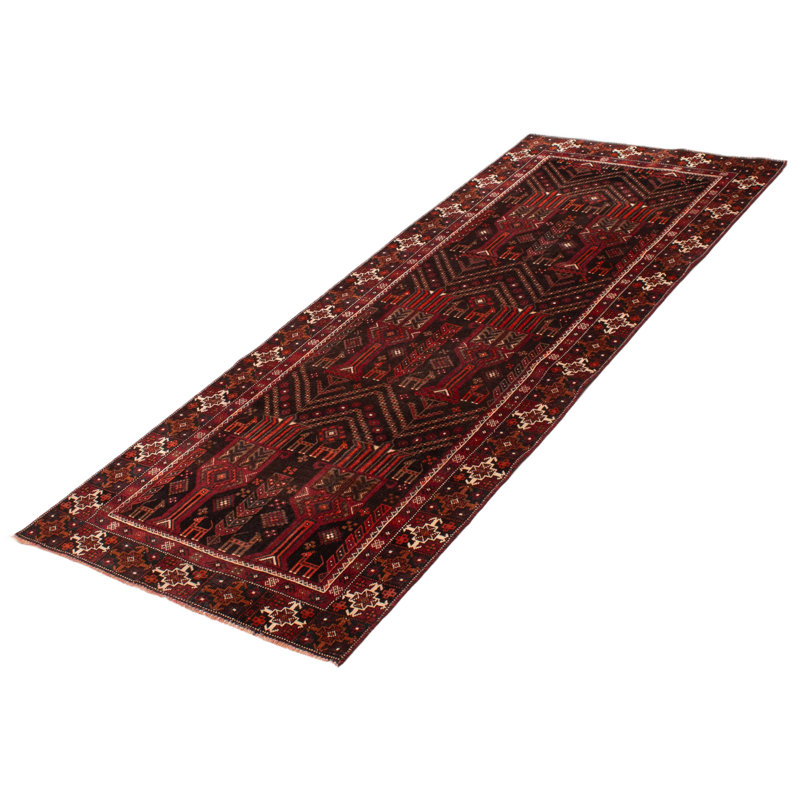 Baluch Black, Red Rug 3'10" x 9'5"
