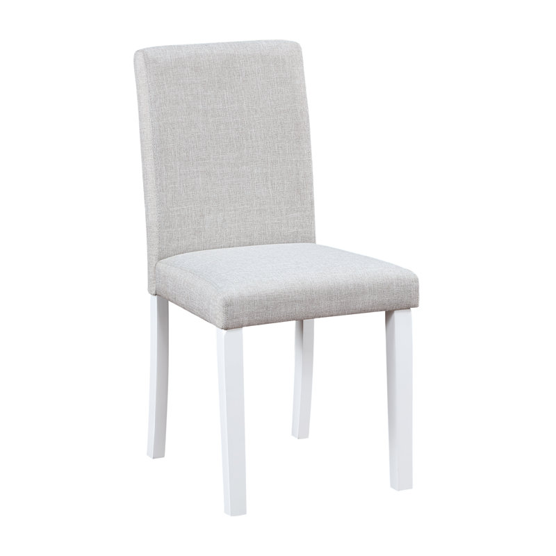 Chaise de salle à manger avec cadre en bois d'hévéa, 16 x 22 x 35 pouces, 1 pièce, blanc