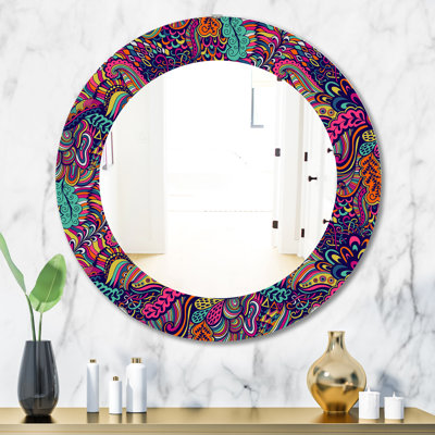 Miroir mural texturé avec fleurs abstraites