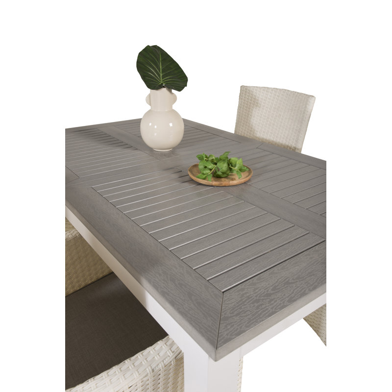 Jayesh 4 - Person Patio Dining Set with Extendable Rectangular Table, 75cm H x 152cm W x 90cm L, White/Taupe
