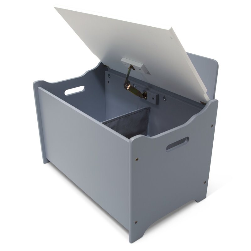 Grey and White Modern Toy Box with Safety Lid