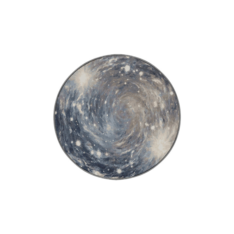 Tapis gris soyeux et moelleux, Rond 7 pi