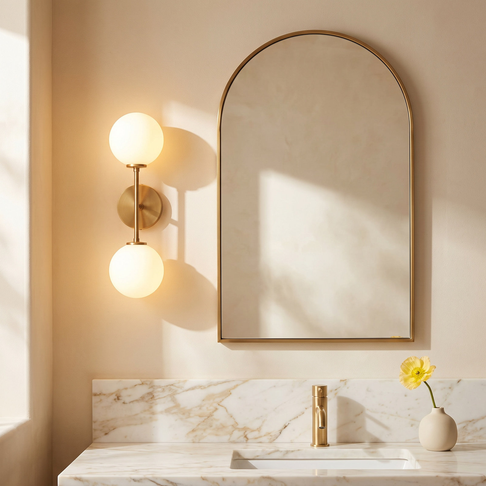 Luanda 2-Light Vanity Light, Aged Gold