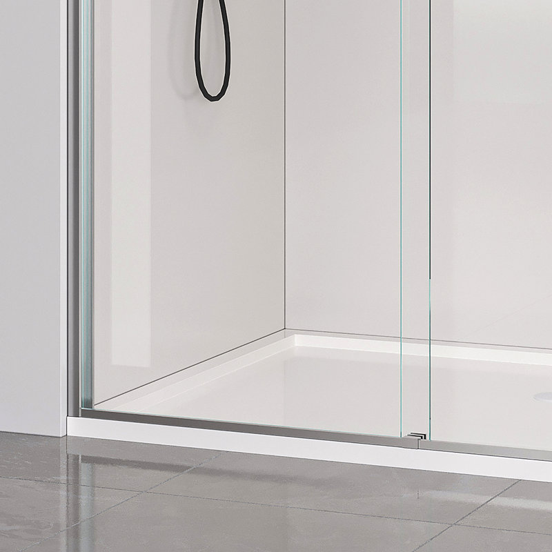 Portes de douche coulissantes doubles à double cadre 44-48 * 72 pouces, porte de douche coulissante pour salle de bain, (6 mm) de porte en verre trempé Sgcc épais