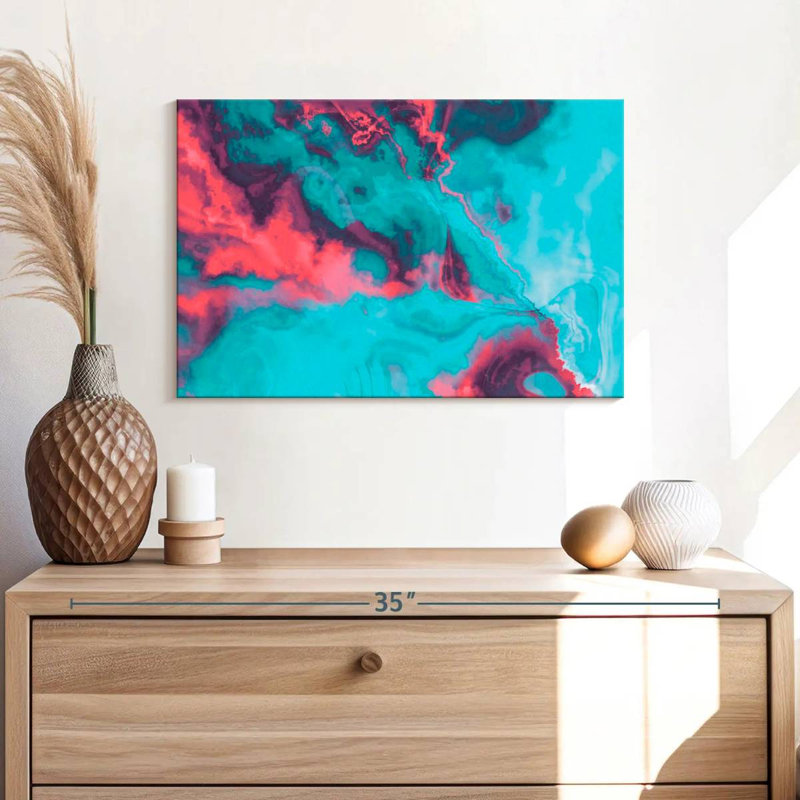 Avery Abstract Red And Blue Ripple, 16" H x 24" W