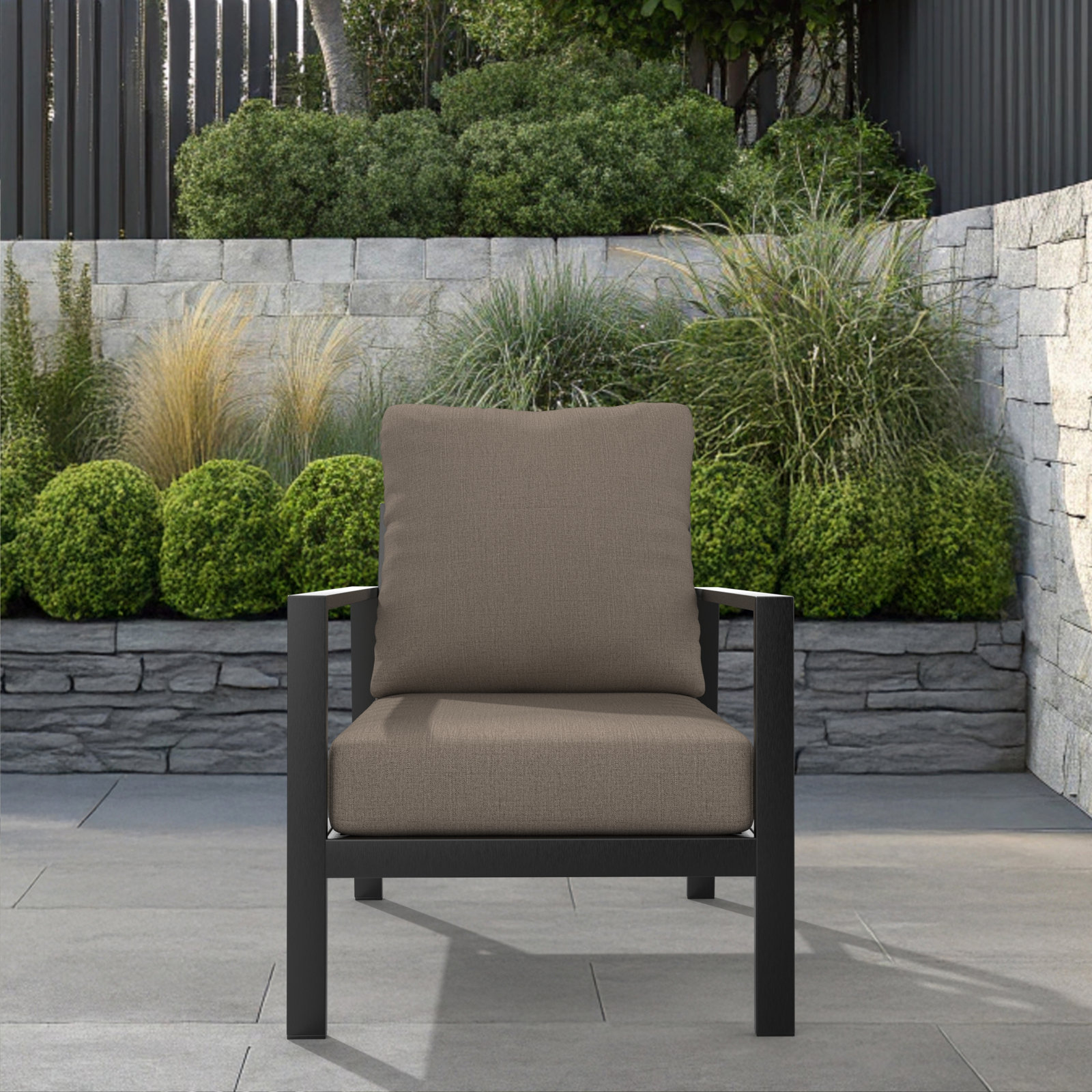 Amala 22" Sunbrella® Seat and Back Cushion, Cast Shale Sunbrella® Plainweave