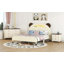 Ensemble de chambre à coucher 3 pièces avec lit plateforme double en forme d'ours avec table de chevet et commode, crème et noyer