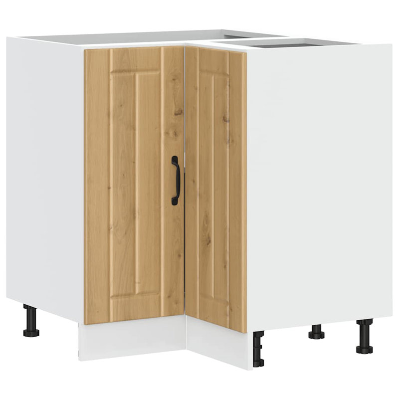Kitchen Corner Base Cabinet Lucca High Gloss Engineered Wood, Artisan Oak