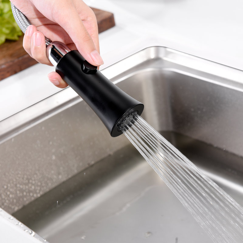 Pull Down Single Handle Kitchen Faucet, Matte Black