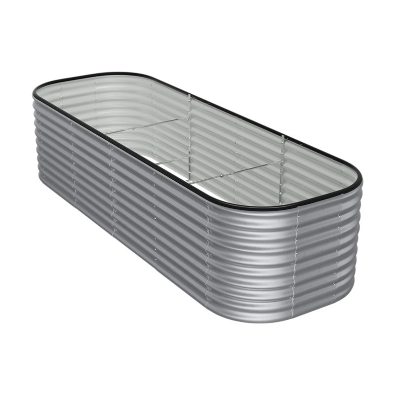 Metal Raised Garden Bed, Silver, 56cm H x 240cm W x 80cm D