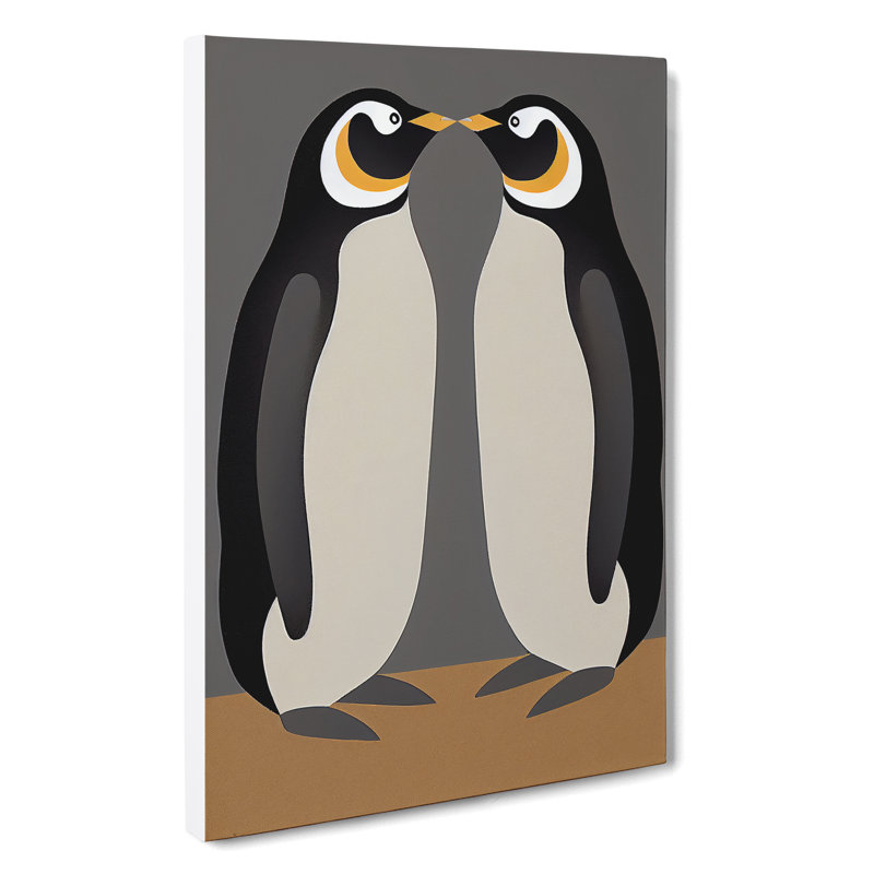 XC1022-4801X Two Penguins - Wall Art, Wrapped Canvas, 50cm H x 35cm W
