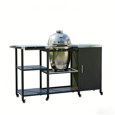 Heavy Duty Metal BBQ Prep Table,Grill Table,Grill Cart(Only Grill Table,Not Included Big Egg Grill)