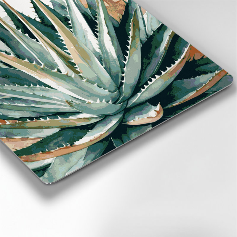Art mural gris en métal Southwestern Plants Aloe Vera 147, H 16 po x l 16 po