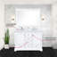 48 po L x P 22 po, meuble-lavabo double blanc avec tiroirs et armoires à fermeture en douceur pour une utilisation silencieuse, deux espaces de rangement intérieurs, six tiroirs, une tablette ouverte, entièrement en bois massif E0 contreplaqué