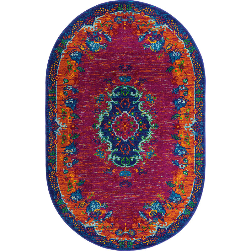 Floral Indoor Rug, Oval 5'3" x 8'