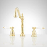 Victorian Widespread Bathroom Faucet with Porcelain Lever Handles