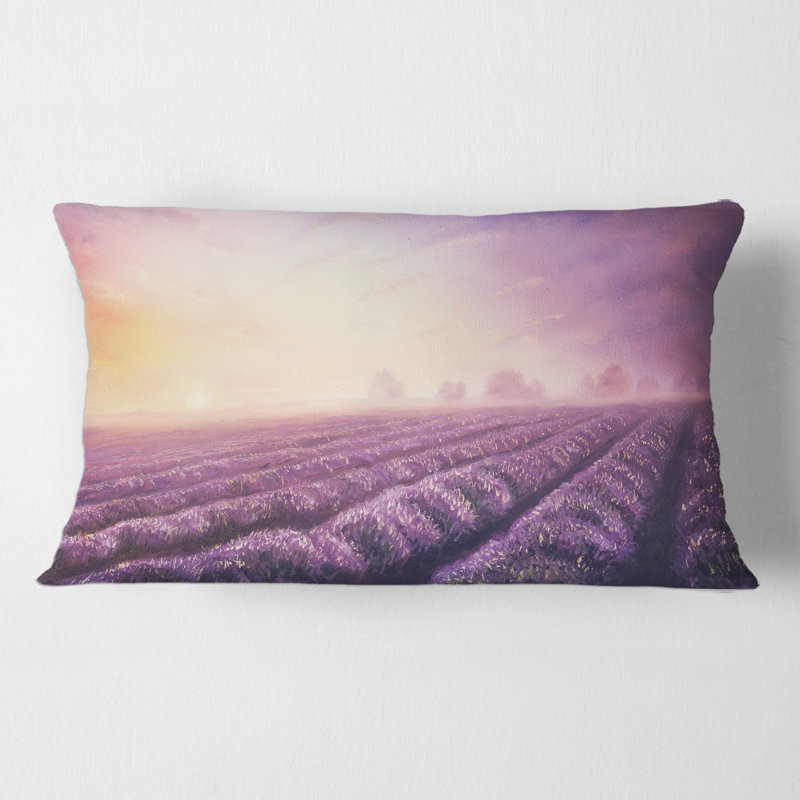 Housse et insert de coussin rectangulaire lavande Fields pendant l'aube