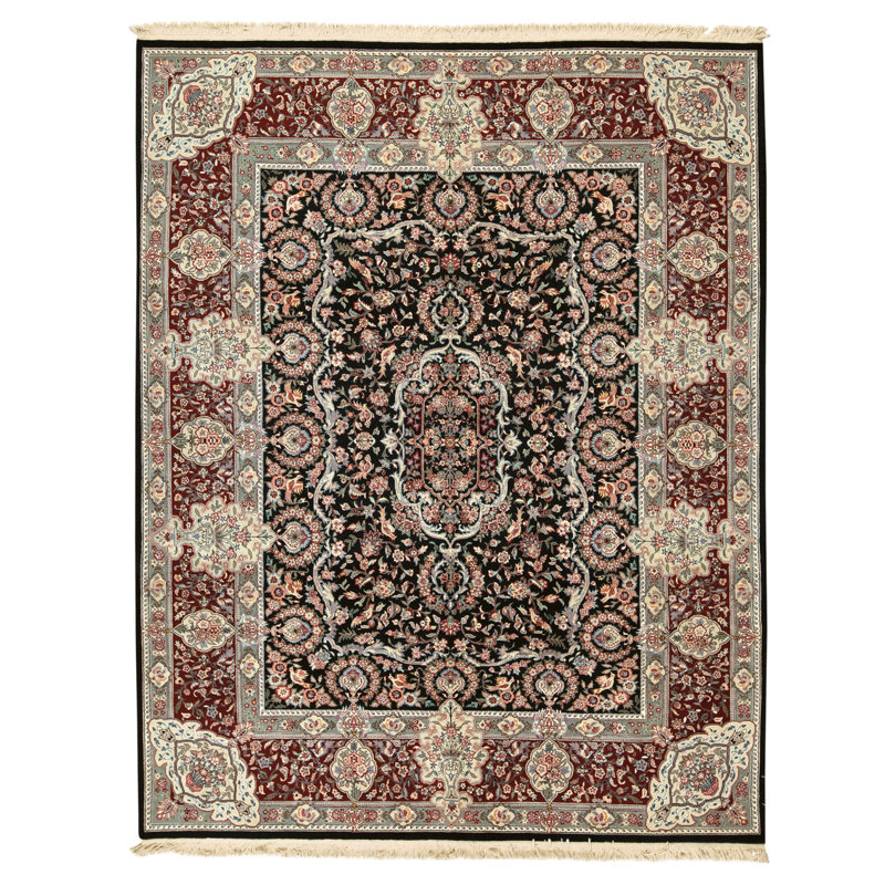 Hand Knotted Wool Area Rug in Ivory/Peach