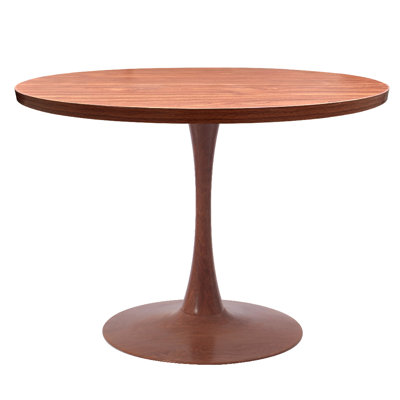 Table de salle à manger ronde de 36 po avec plateau en panneau de fibres à densité moyenne et base en bois pour piédestal