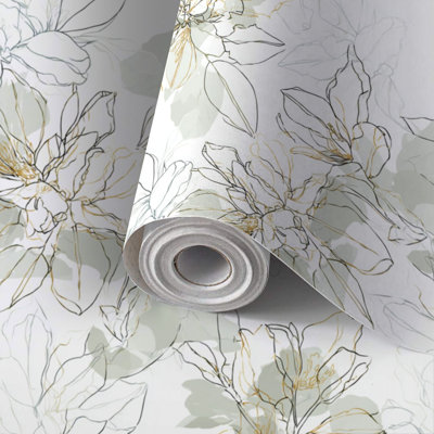 Peel and Stick Wallpaper Contact Paper Minimalist Botanical Floral Art Soft Neutral Tones Self Adhesive and Removable 17.7in x 118in(45x300cm)