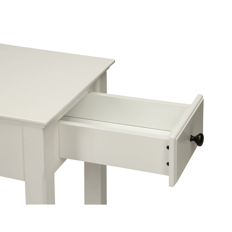 Rectangular Leg Table With Open Storage And Drawer In White Accent Shelf