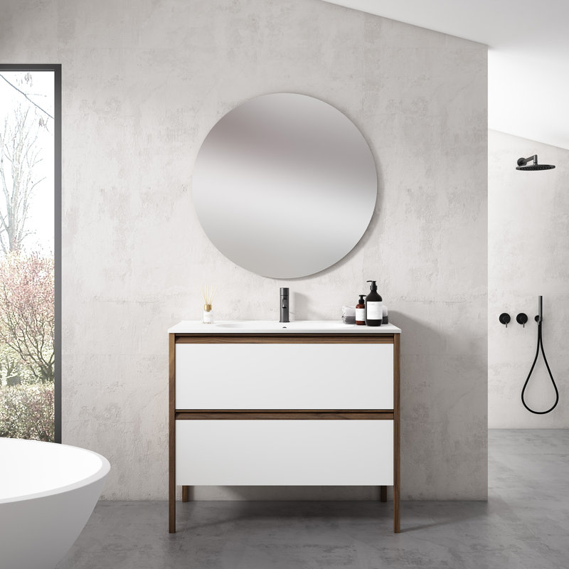 Meuble-lavabo autoportant à une tablette et un tiroir Tempo de 31 po - Blanc mat, Blanc mat