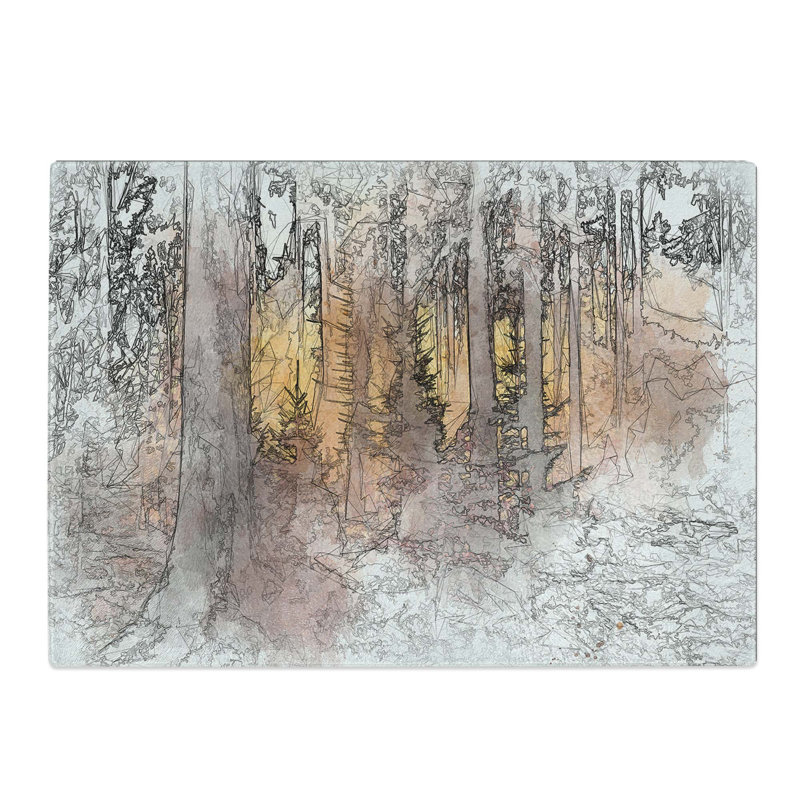 Tempered Glass Mystery Forest Chopping Board, 39 cm W x 28.5 cm L