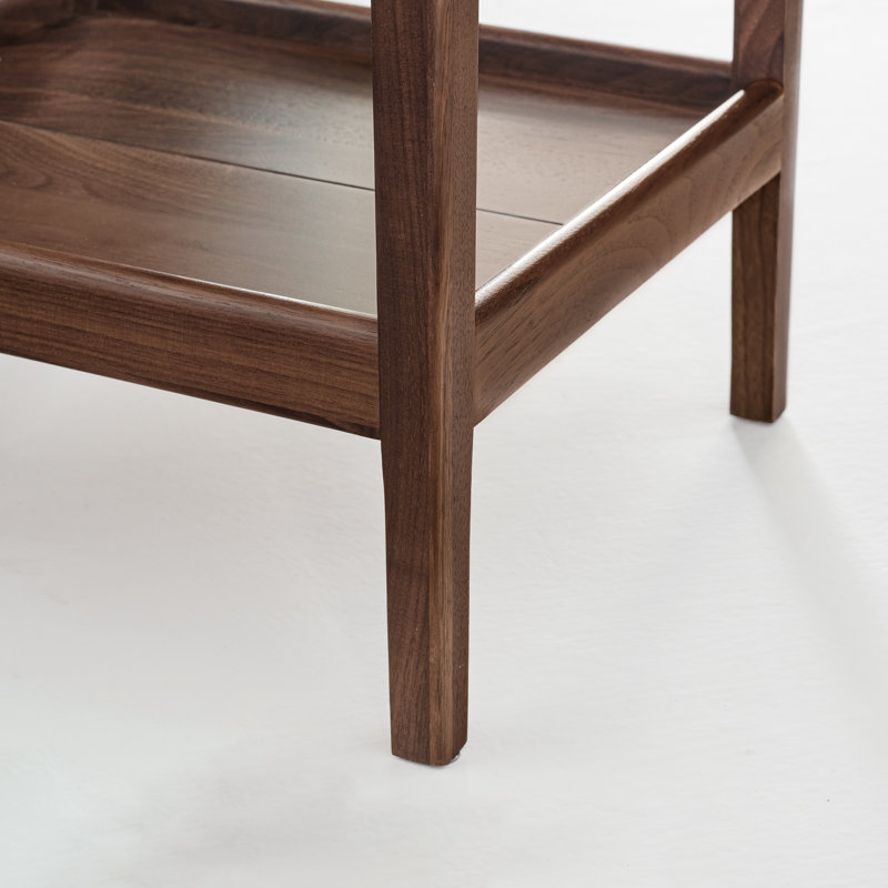 Table de chevet basse et étroite en chêne massif 19 po avec tiroir et tablette, Individuel, Chêne brun