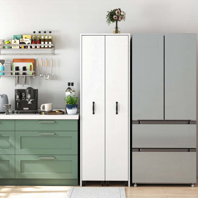 4-Tier Bookcase with Pull-Out Doors, Slide Out Storage Cabinet