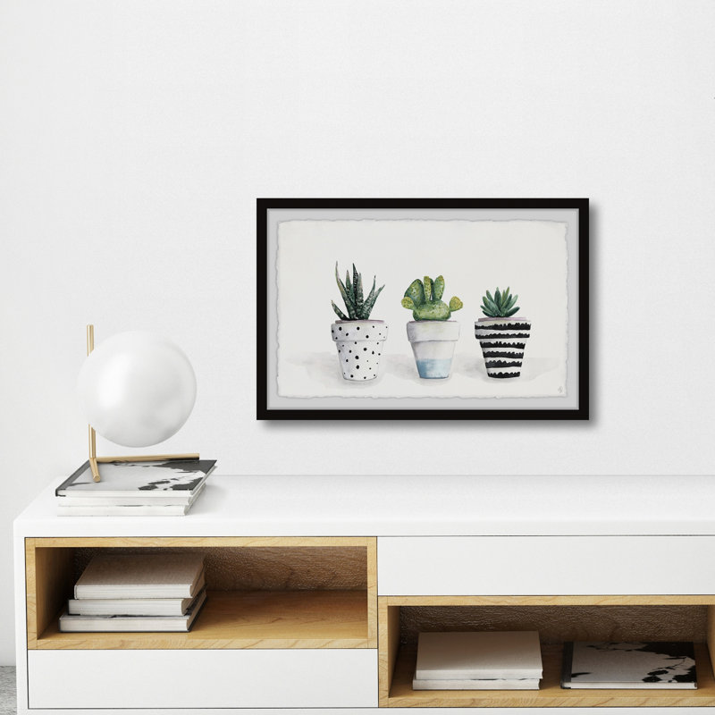 «Succulent Trio II», reproduction encadrée, H 30 po x l 45 po