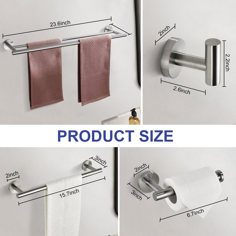 Ensemble de quincaillerie de salle de bain 4 pièces, Nickel brossé