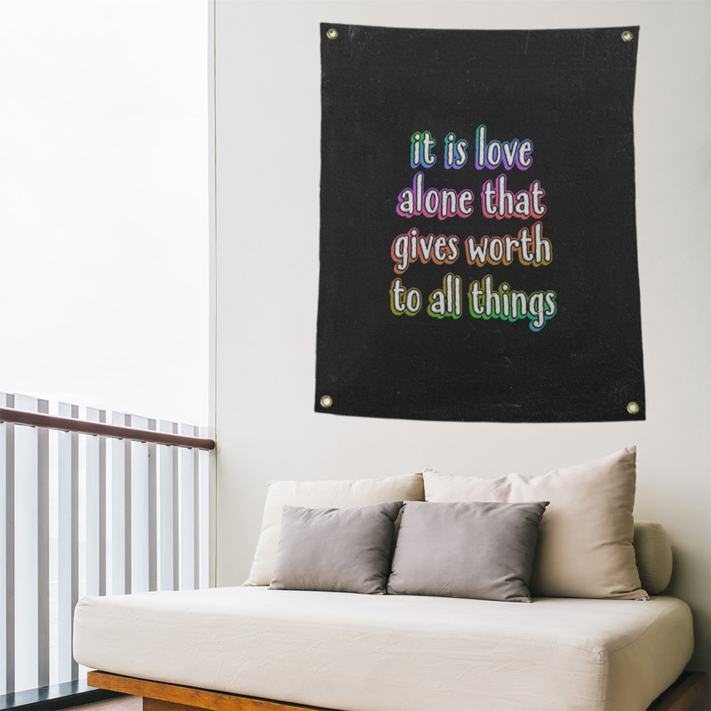 Tapisserie tableau noir de polyester love quot, H 36 po x l 26 po, Arc-en-ciel