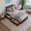 Lit plateforme en bois massif avec pied de lit et tiroirs sous le lit Asparas-1420412599-1420412592