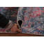 Tapis indien moderne et abstrait bleu 6 x 9