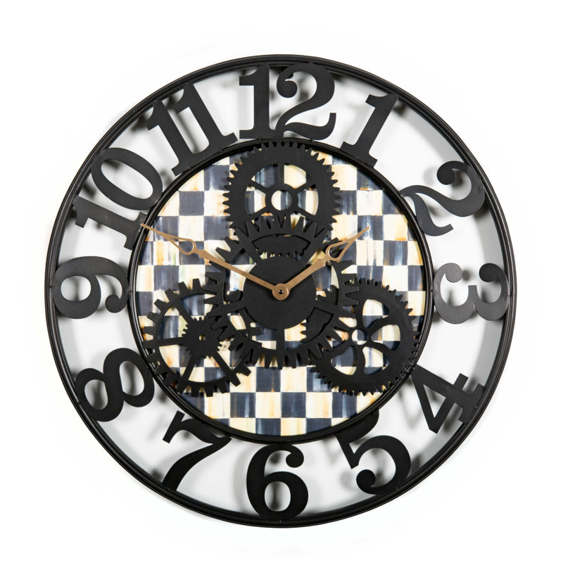 Courtly Check Large Farmhouse Wall Clock, Black/White